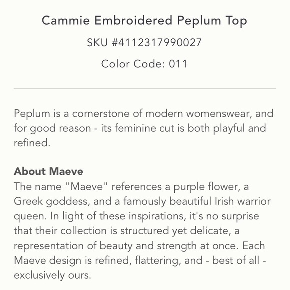 Anthropologie Maeve Cammie Embroidered Peplum Top - Picture 5 of 6